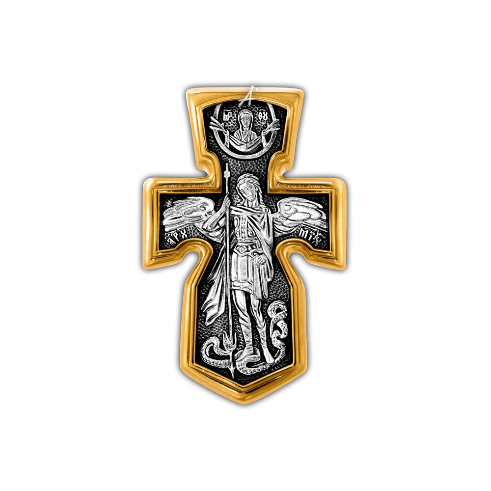 Neck Cross Akimov 101.281 «Crucifix. Michael the Archangel. Kazan Icon of the Mother of God»
