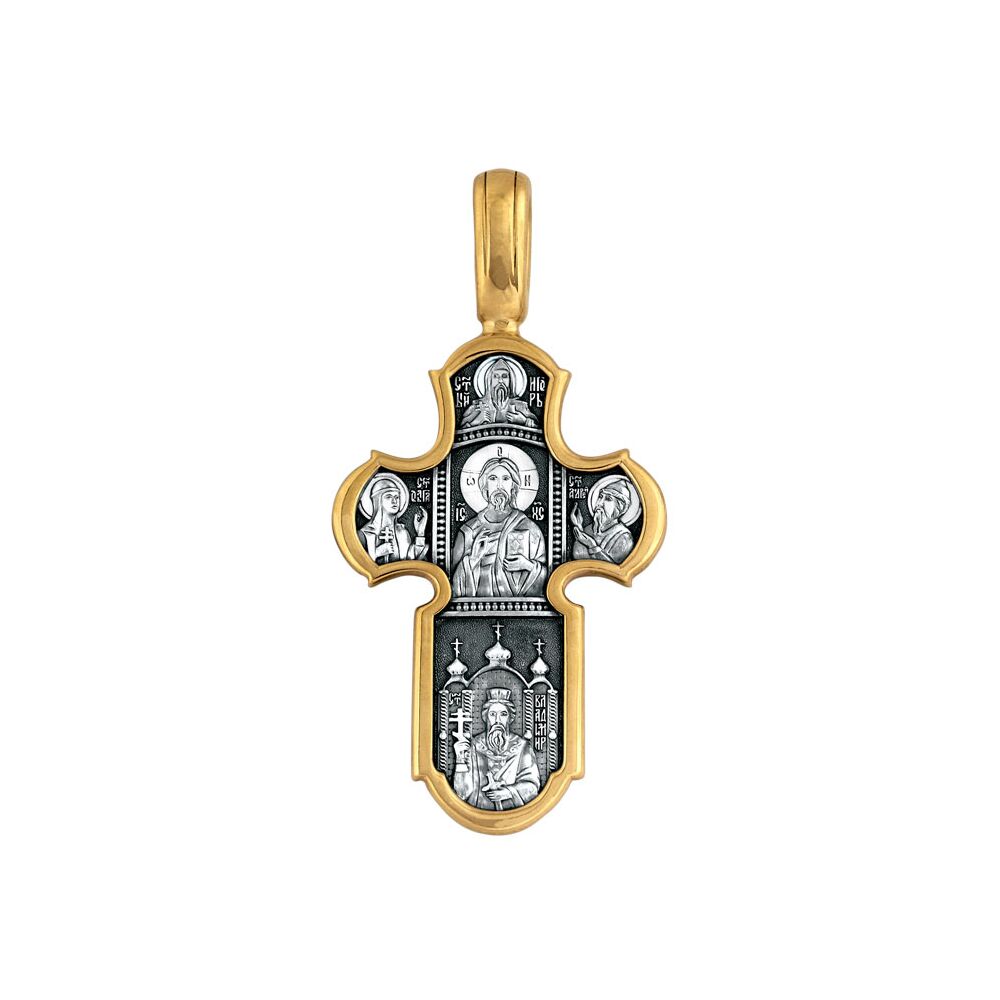 Хрест натільний Акімов 101.098 «Господь Вседержитель. Ікона Божої Матері «Незламна Стіна»