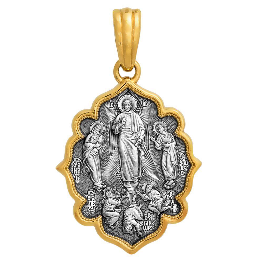 Icon Akimov 102.053 «Transfiguration. Holy Sergius of Radonezh, Alexander of Svir, Xenia of Petersburg, Matrona of Moscow»
