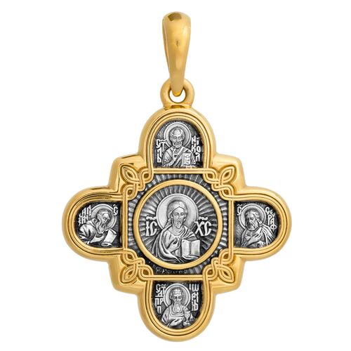 Neck Cross Akimov 101.065 «The Lord Almighty (Christ Pantocrator). The Kazan icon of the Mother of God. Eight Saints»