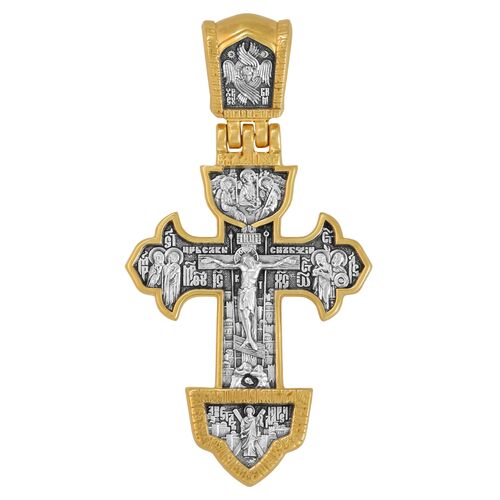 Neck Cross Akimov 101.801 «Crucifixion. Archangel Michael. Nicholas the Wonderworker with a miracle. Holy men.»